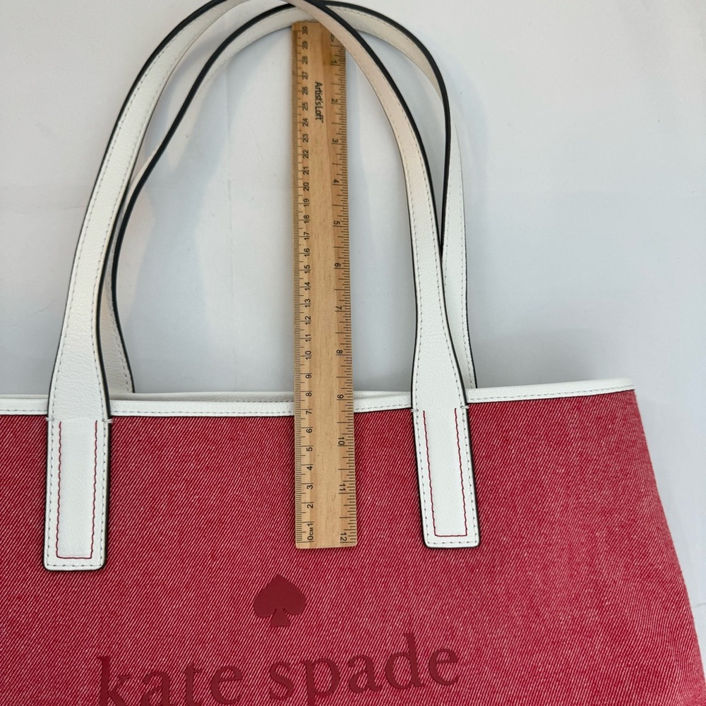 Kate Spade Ash Street Logo Tote Asphalt Red Triple Compartment - Picture 16 of 16
